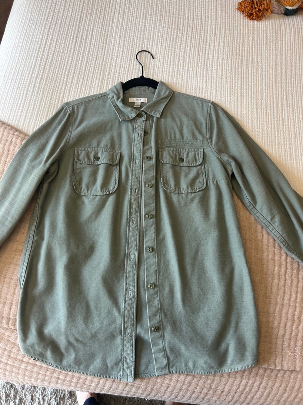 J. Crew Sage Green Button-Up Shirt Jacket